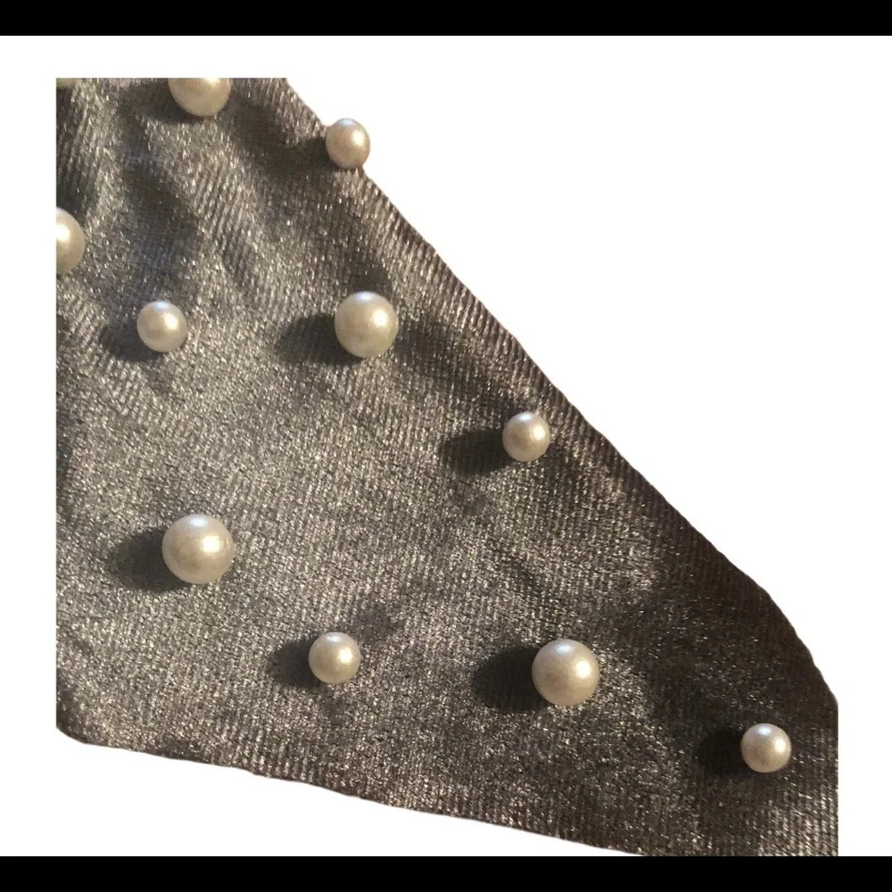 Maurices Velvet Pearl Hair Scrunchie Scarf Gray NWT Fall Fashion OS Ponytail